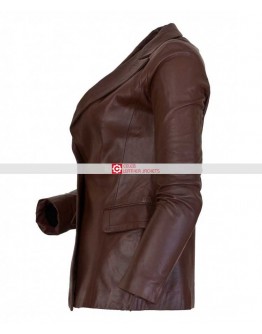 Ladies One Button Brown Blazer Jacket
