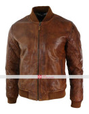 Fit Tan Brown Vintage Washed Bomber Pilot Jacket Fit Tan Brown Vintage Washed Bomber Pilot Jacket