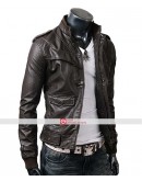 Slim Fit Rocker Bomber Black Leather Jacket