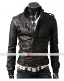 Slim Fit Rocker Bomber Black Leather Jacket