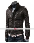 Slim Fit Rocker Bomber Black Leather Jacket