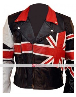 Union Jack Flag Leather Motorcycle Jacket
