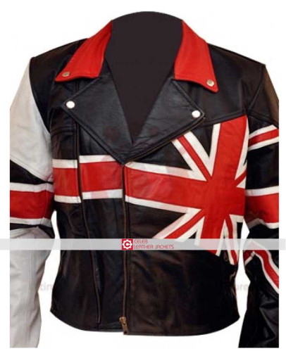 Union Jack Flag Leather Motorcycle Jacket