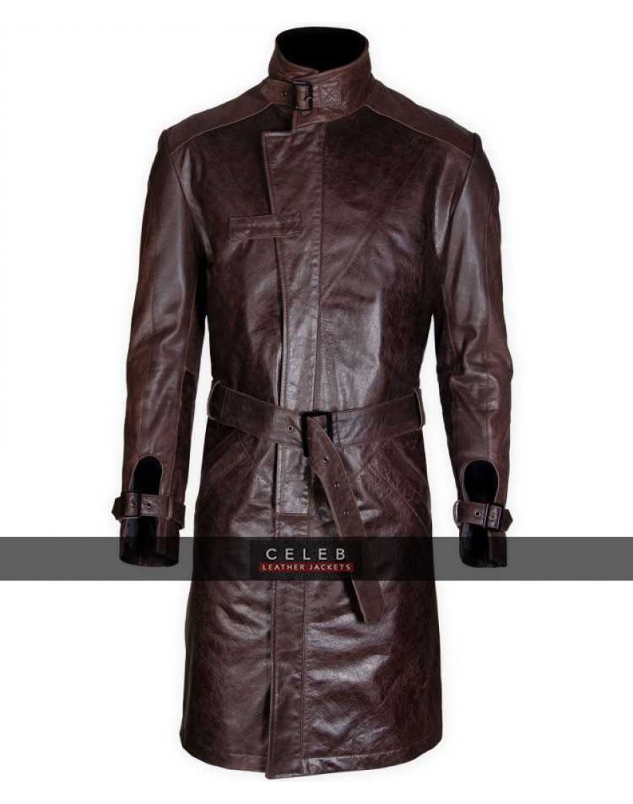 Pearce Watch Dogs Brown Leather Coat Mens