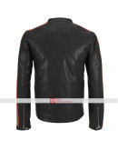 Wilsons Leather Mens Stripe Sleeve Faux Leather Jacket