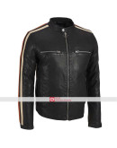 Wilsons Leather Mens Stripe Sleeve Faux Leather Jacket