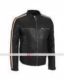 Wilsons Leather Mens Stripe Sleeve Faux Leather Jacket